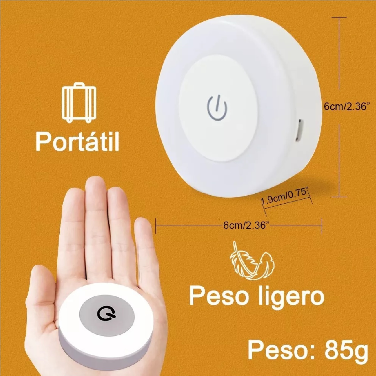 Luz De Led Clóset Lámpara Armario Noche Recargable Usb 6pzs