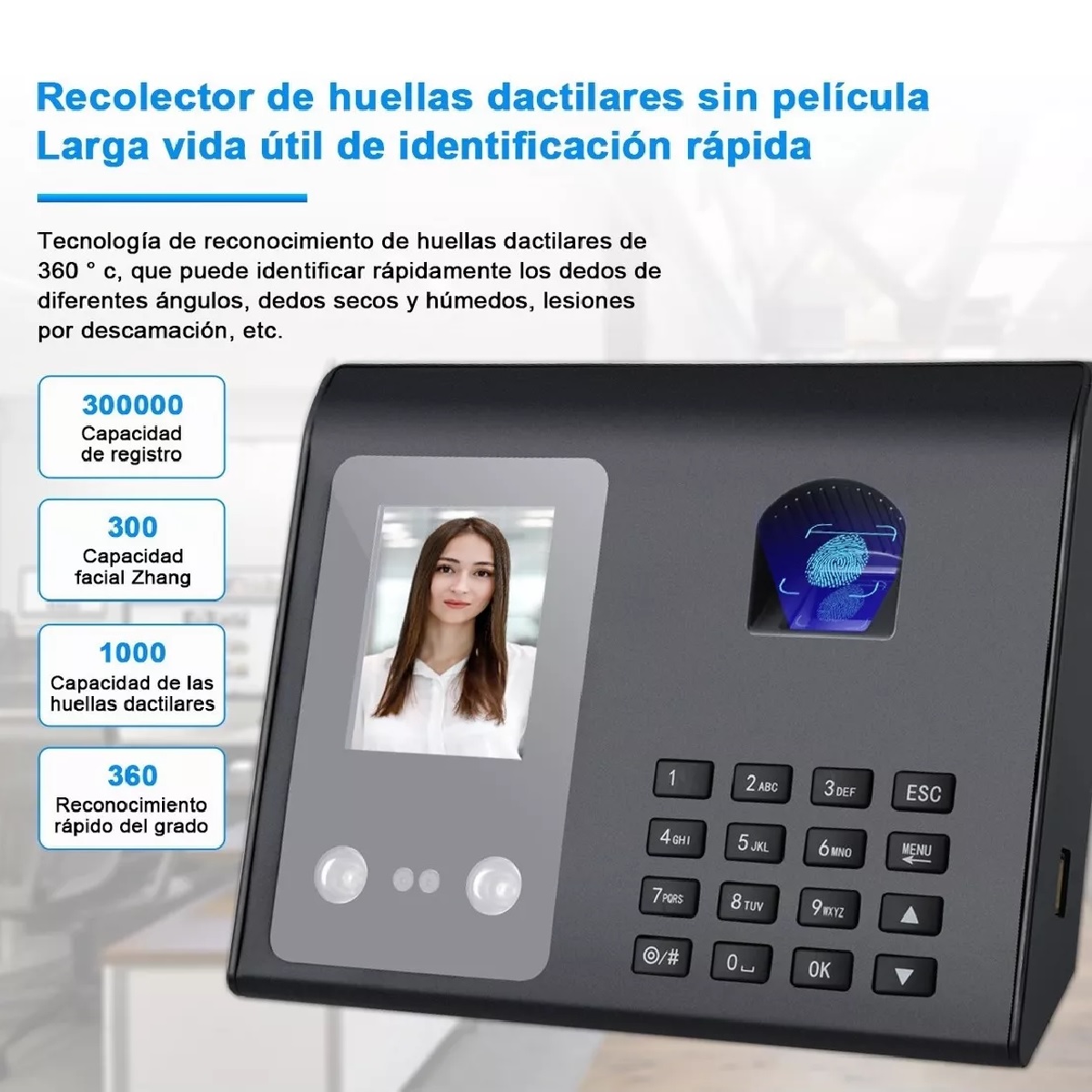 Reloj Checador Biometrico 3 En 1 Con Detección Dactilar Y Facial