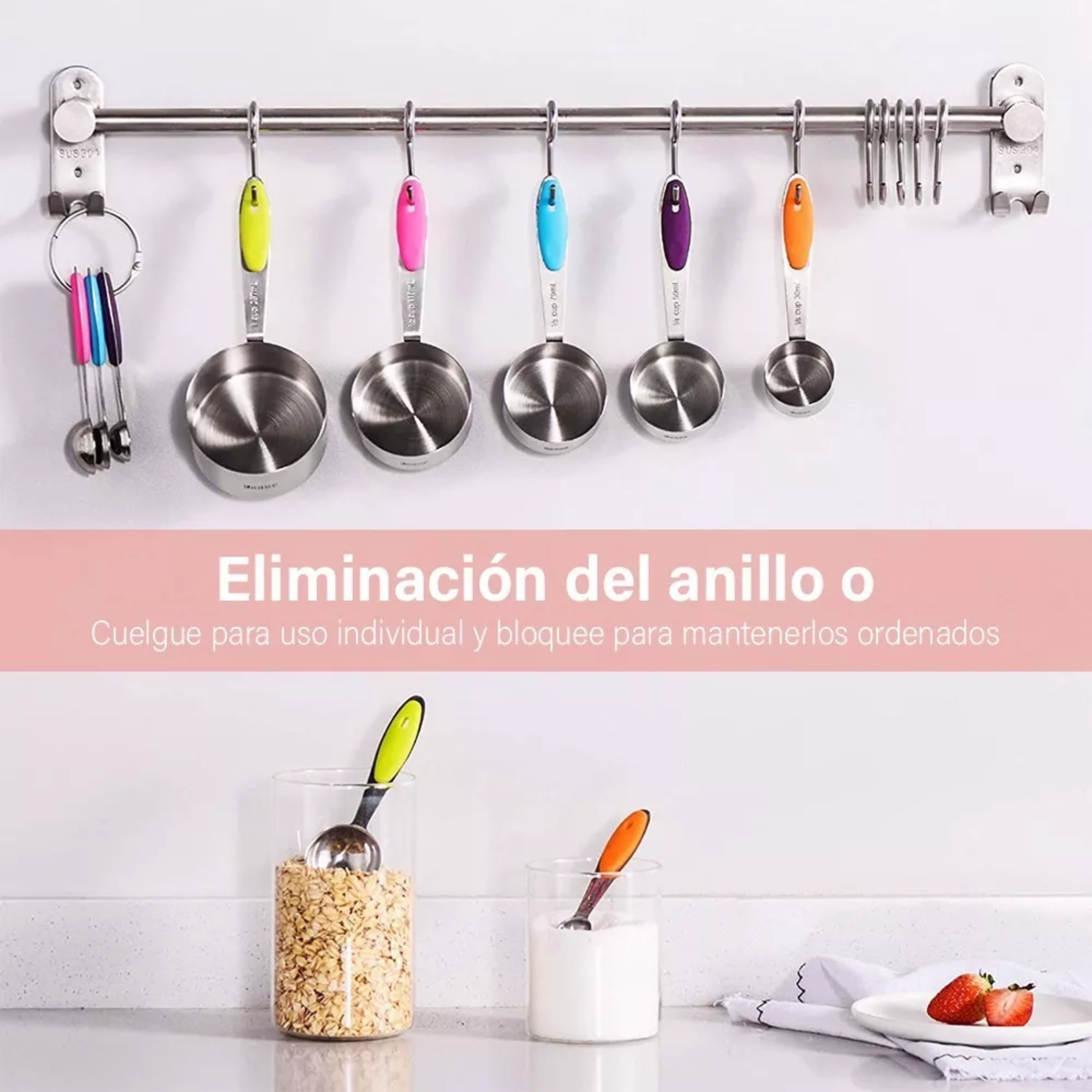 11pcs Juego De Taza Cuchara Y Medidora De Reposteria Cocina Color color acero inoxidable