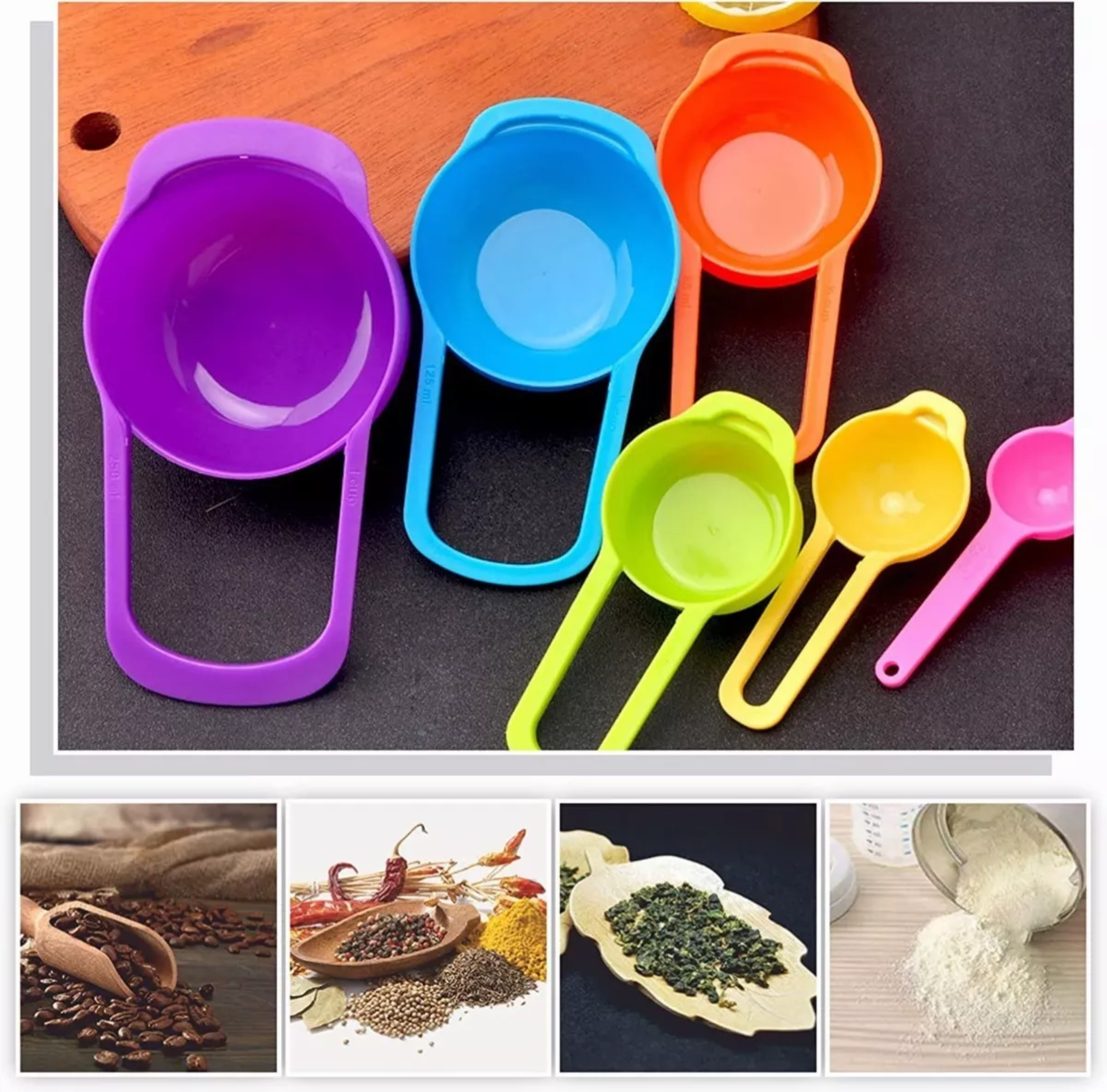 Báscula Electrónica Digital 10kg/1g Y Set De Tazas Medidoras Color color mezclado