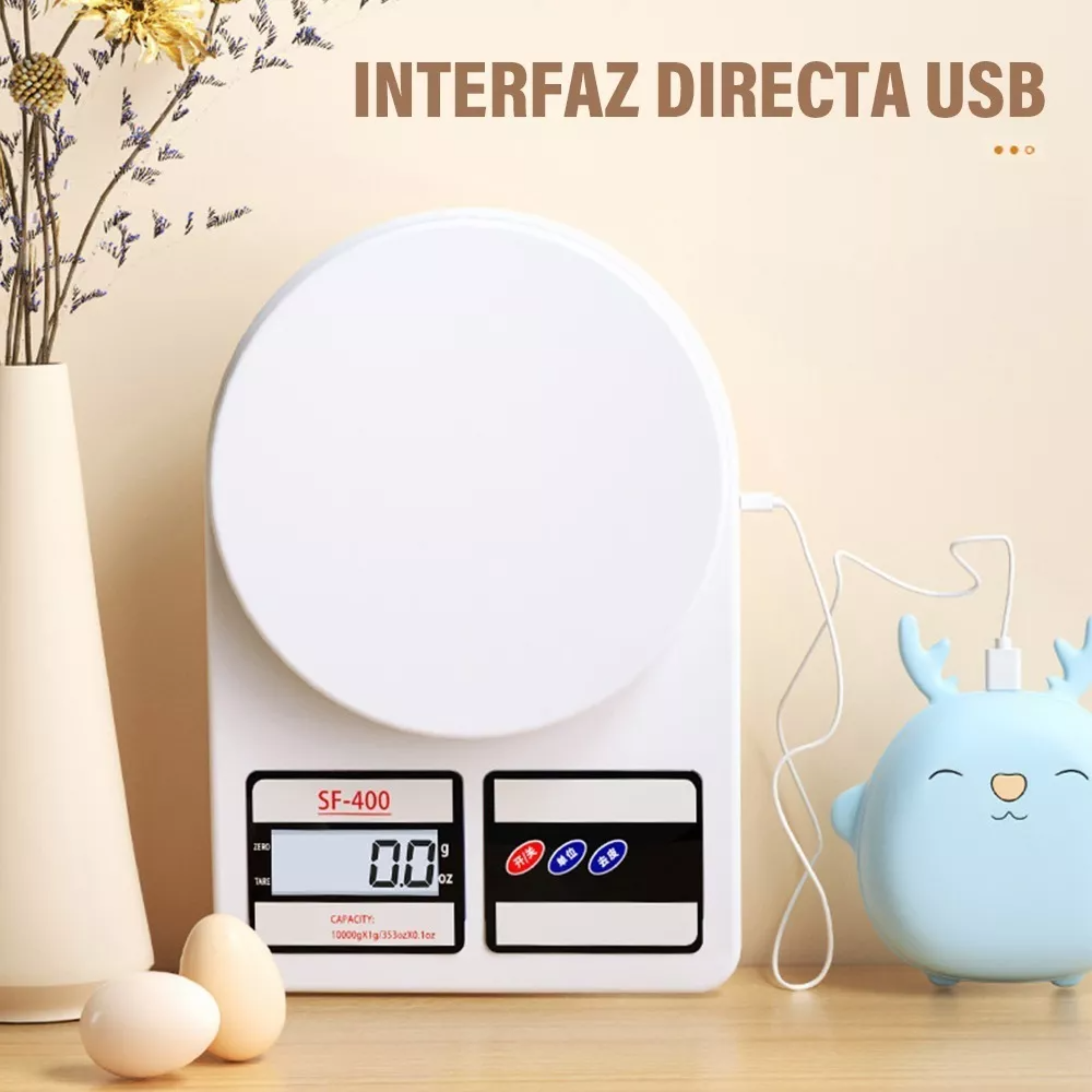 Báscula Electrónica Digital 10kg/1g Y Set De Tazas Medidoras Color color mezclado