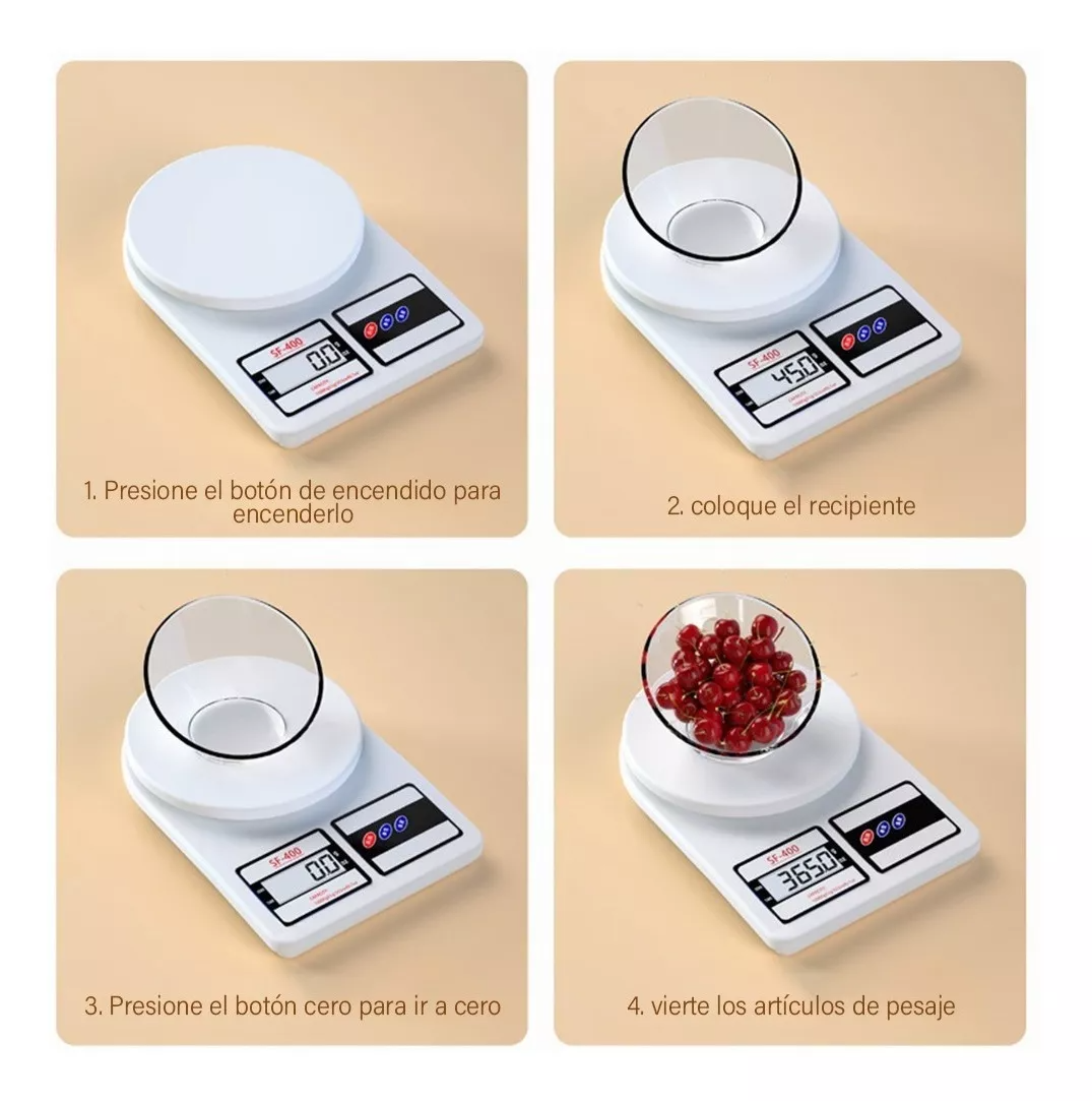 Báscula Electrónica Digital 10kg/1g Y Set De Tazas Medidoras Color color mezclado