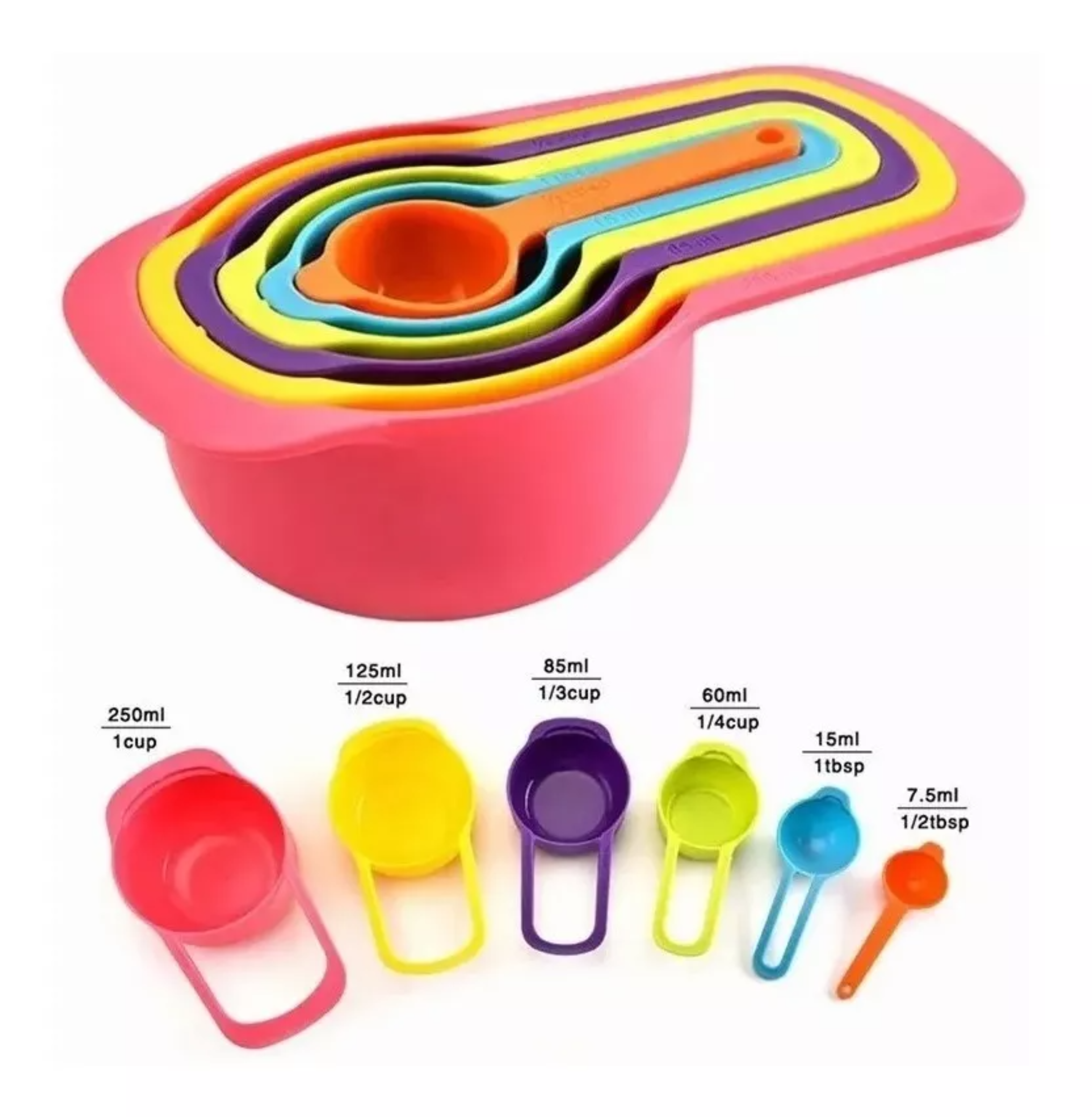 Báscula Electrónica Digital 10kg/1g Y Set De Tazas Medidoras Color color mezclado