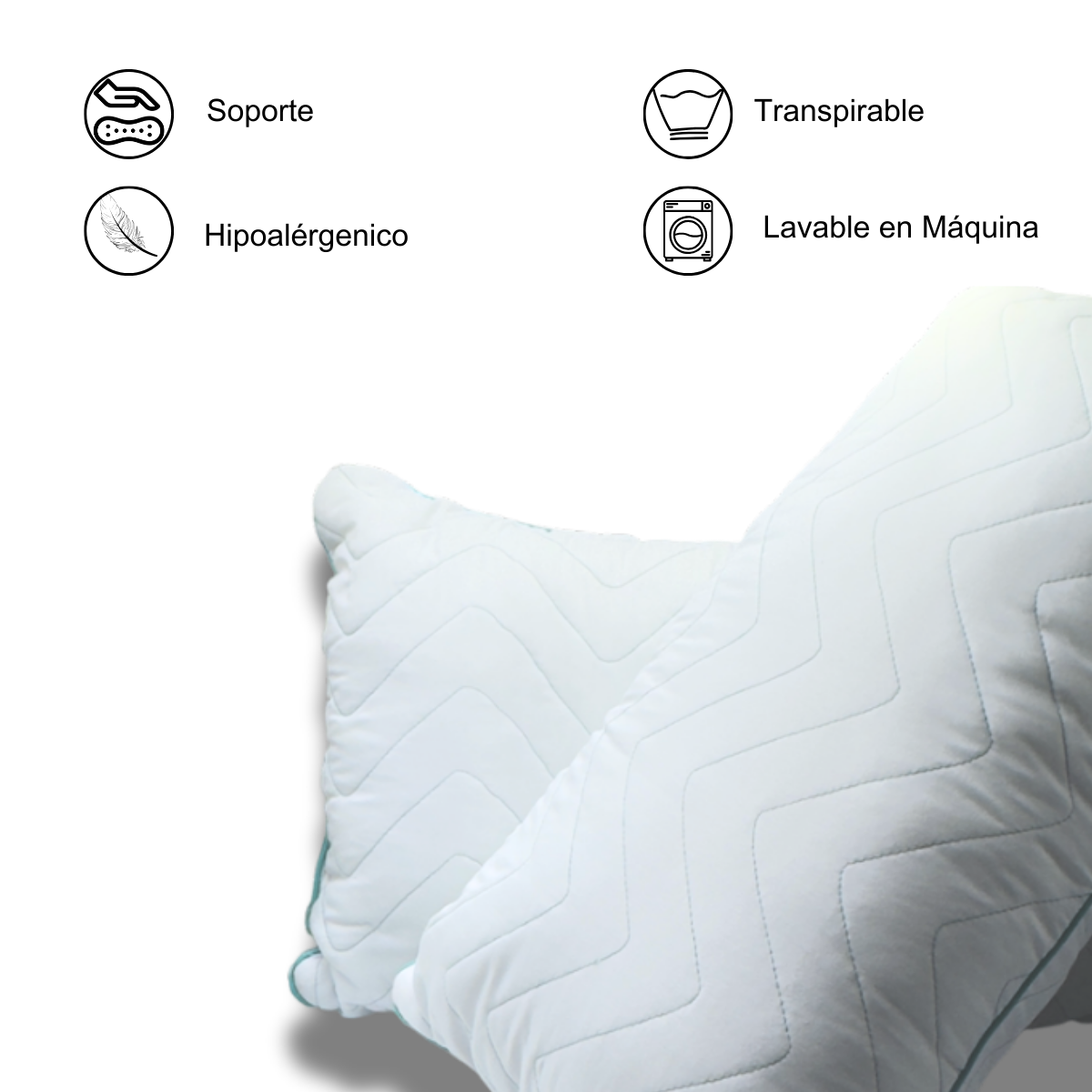 Almohada 2 Pack Semi Firme, Hipoalergénicas, Lavables, 2 Piezas, Tamaño Estándar