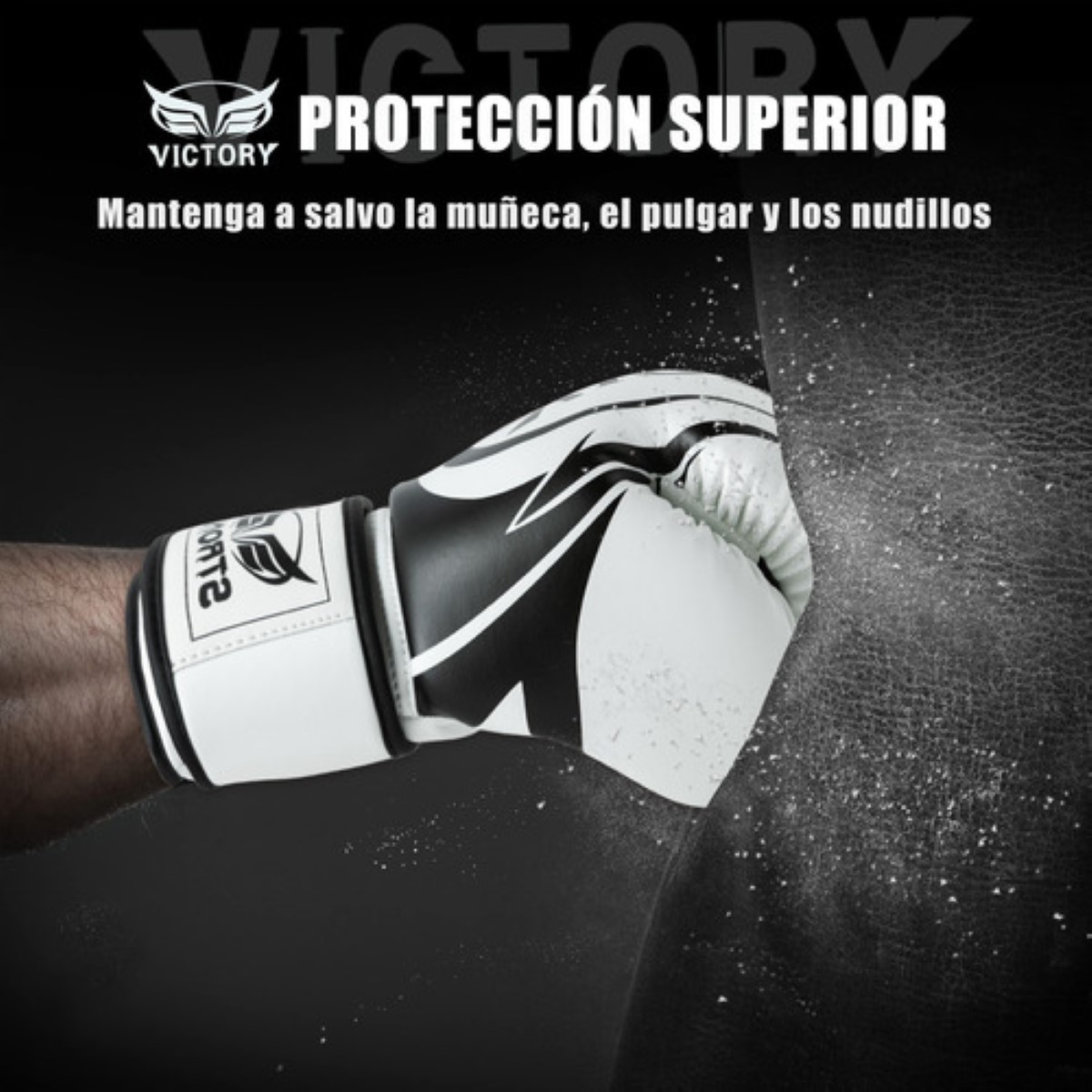 Guantes De Box Para Kickboxing Strap Velcro 16 Oz Blanco
