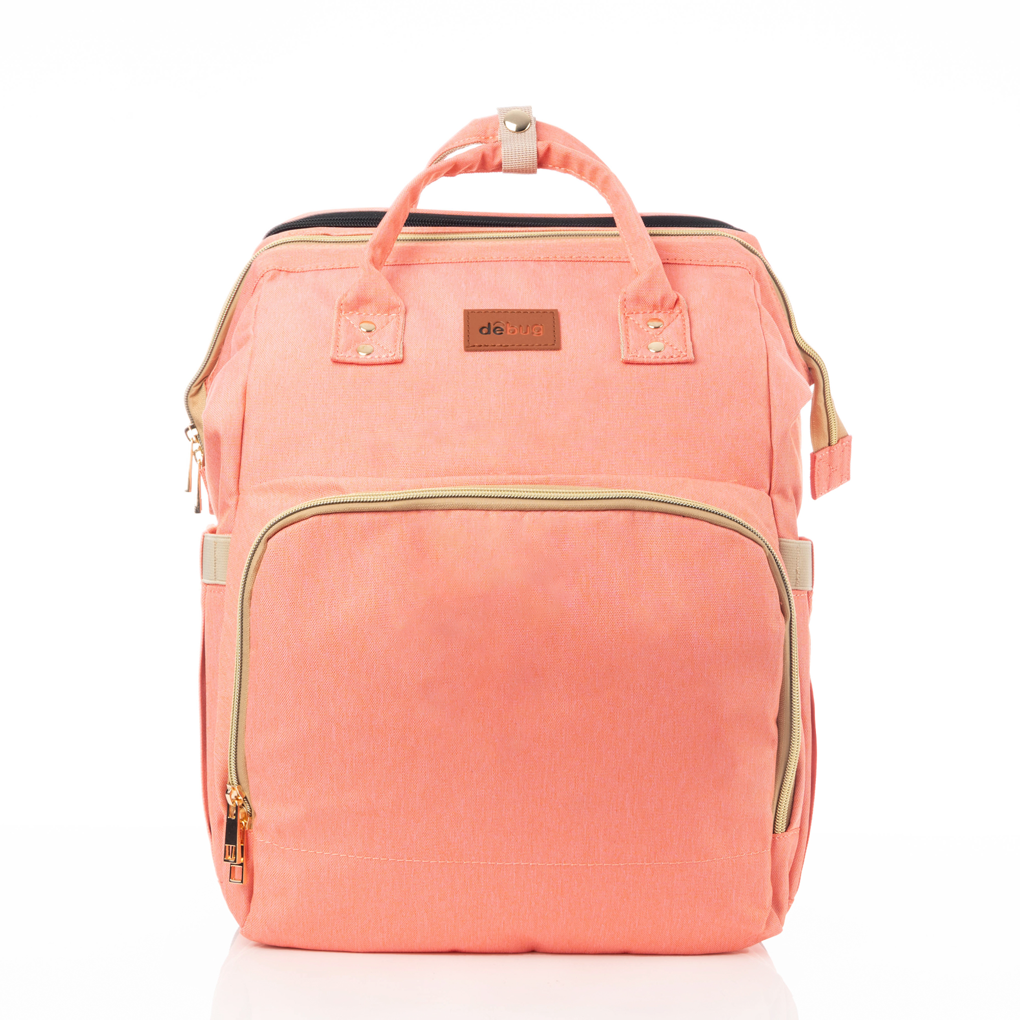 Mochila Pañalera Debug para bebé con cambiador cuna, color Coral