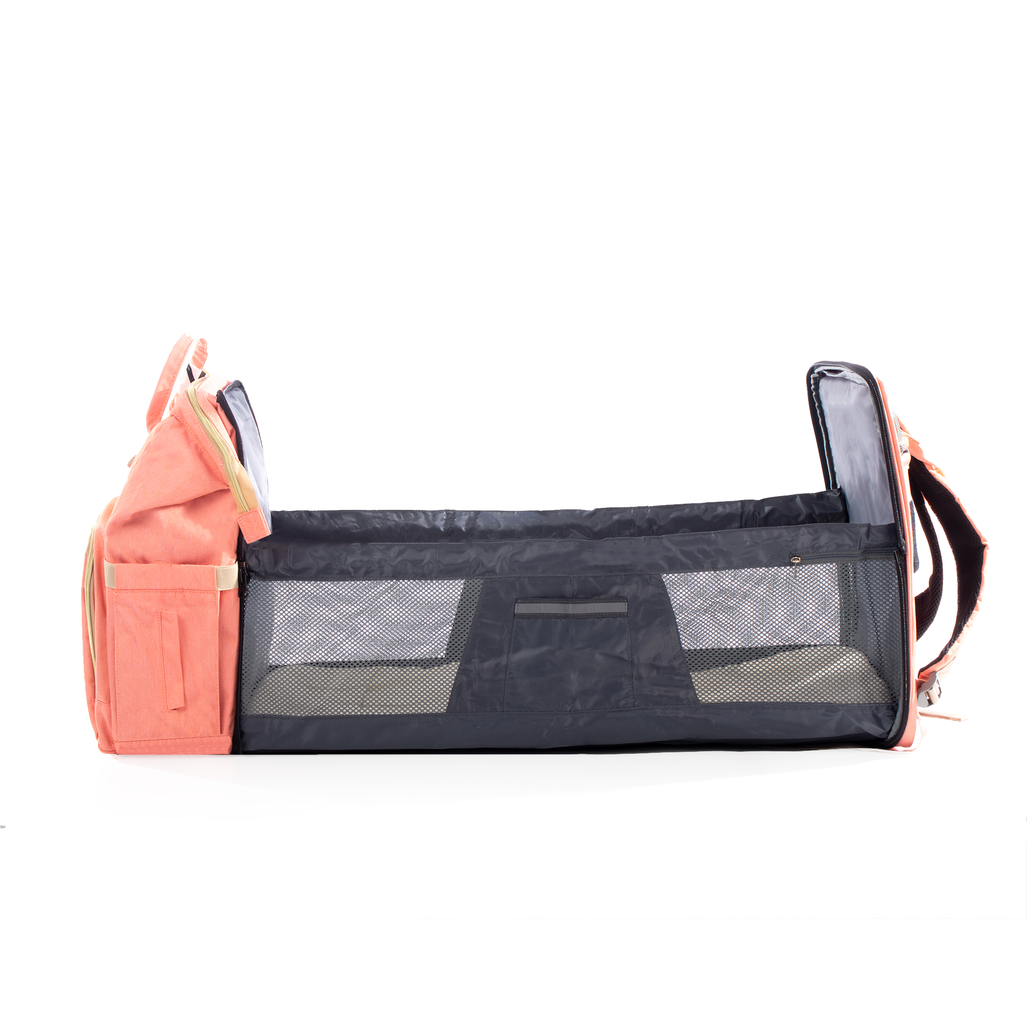 Mochila Pañalera Debug para bebé con cambiador cuna, color Coral
