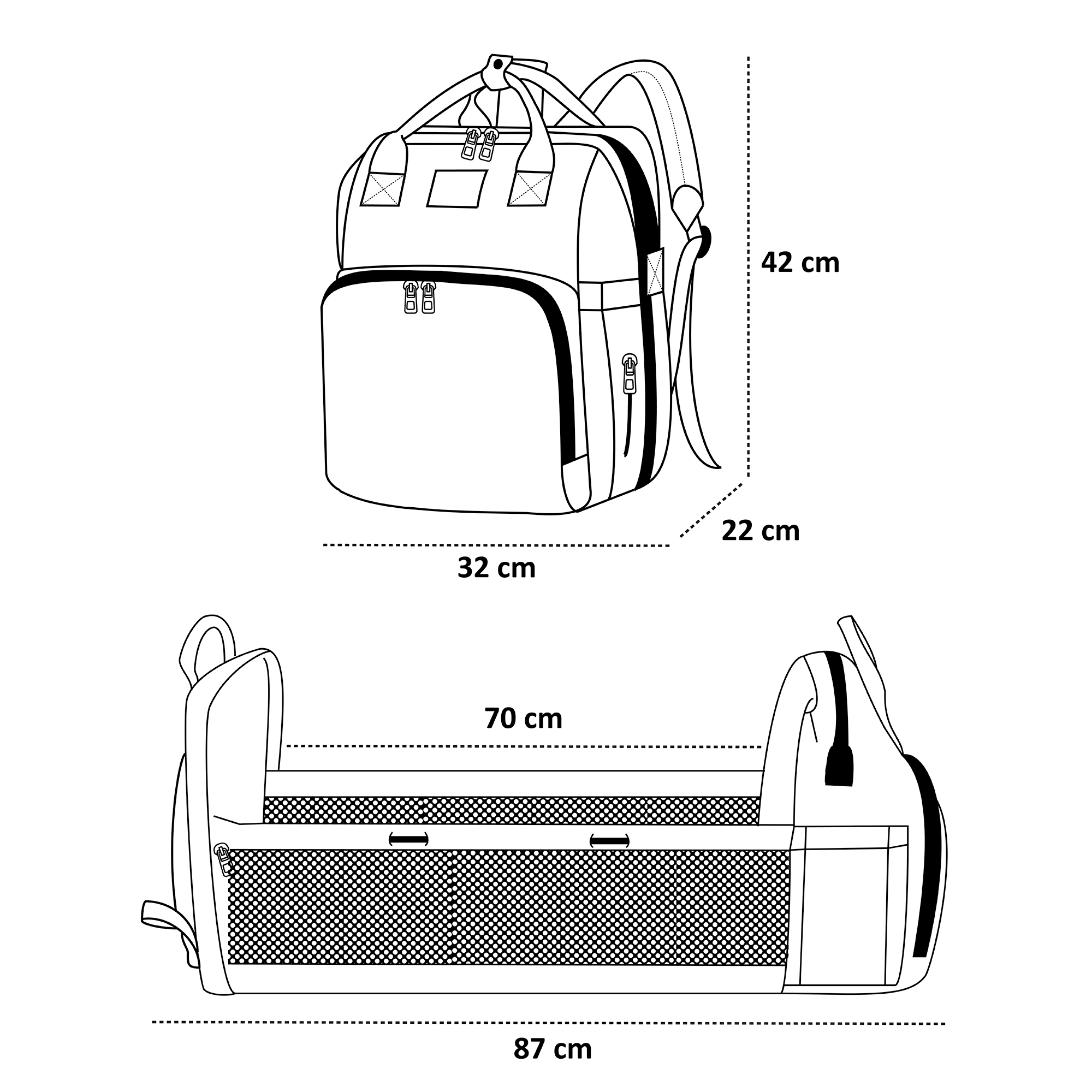 Mochila Pañalera Debug para bebé con cambiador cuna, color Coral