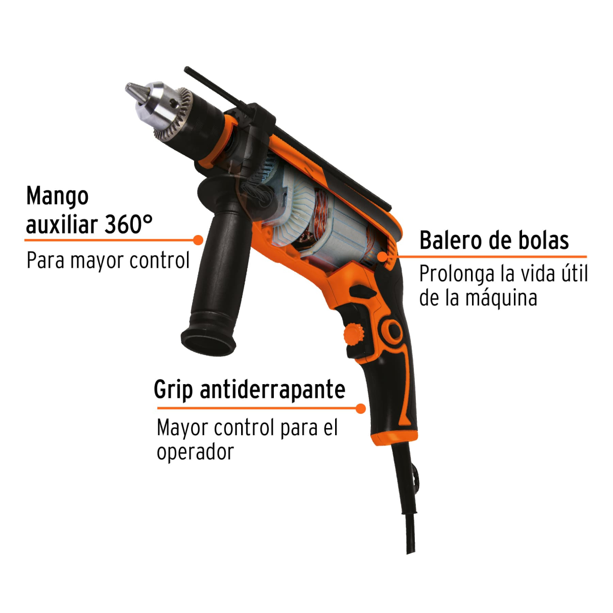 Truper Taladro Rotomartillo 1/2" 650 W profesional - ROTO-1/2A7