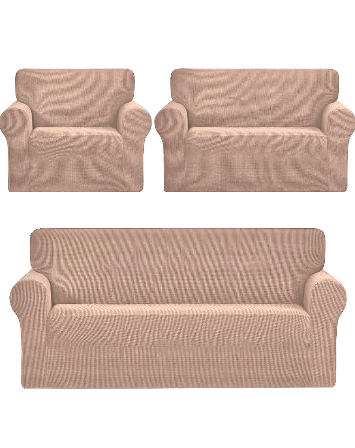 Protector Cubre Sala Jacquard Elástico Ajustable 3 Piezas