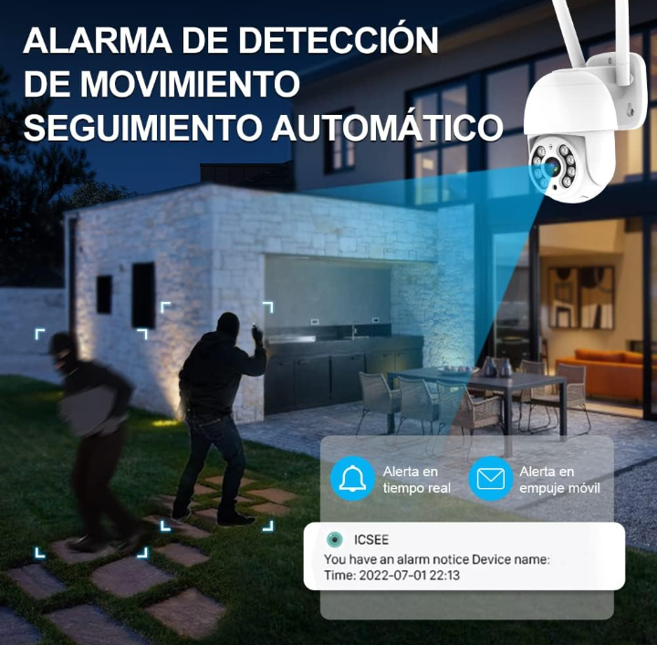 2 camaras de seguridad wifi inalámbrico visión nocturna detector de movimiento 