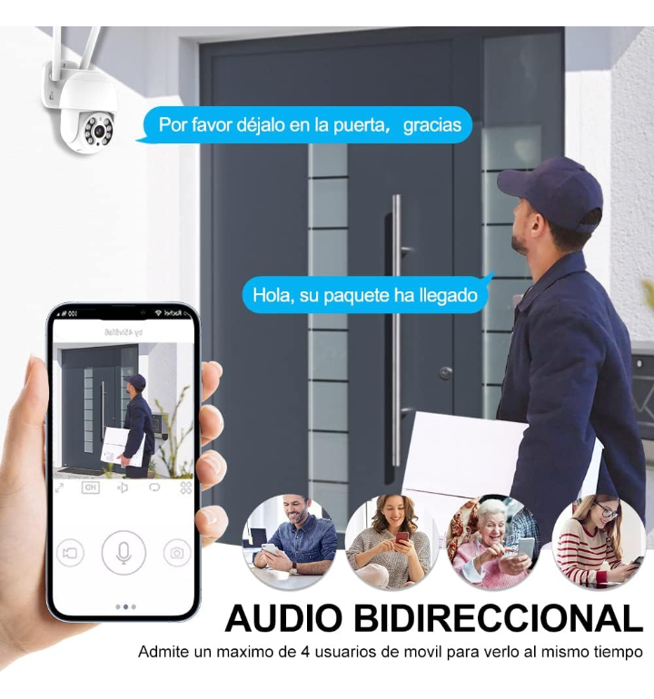 2 camaras de seguridad wifi inalámbrico visión nocturna detector de movimiento 