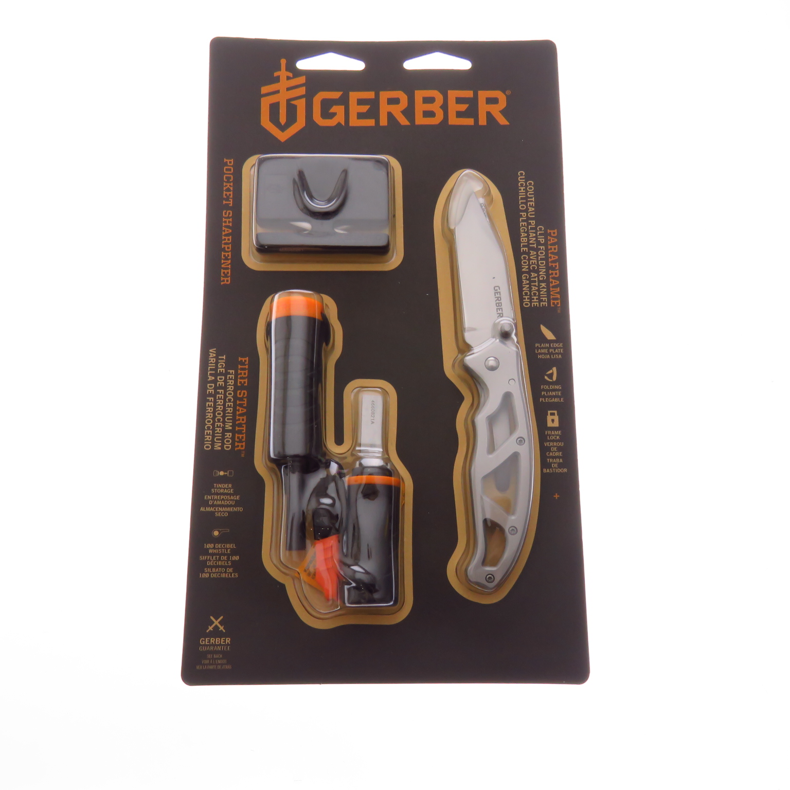 G4134 Gerber Combo Navaja Paraframe Iniciador Y Afilador