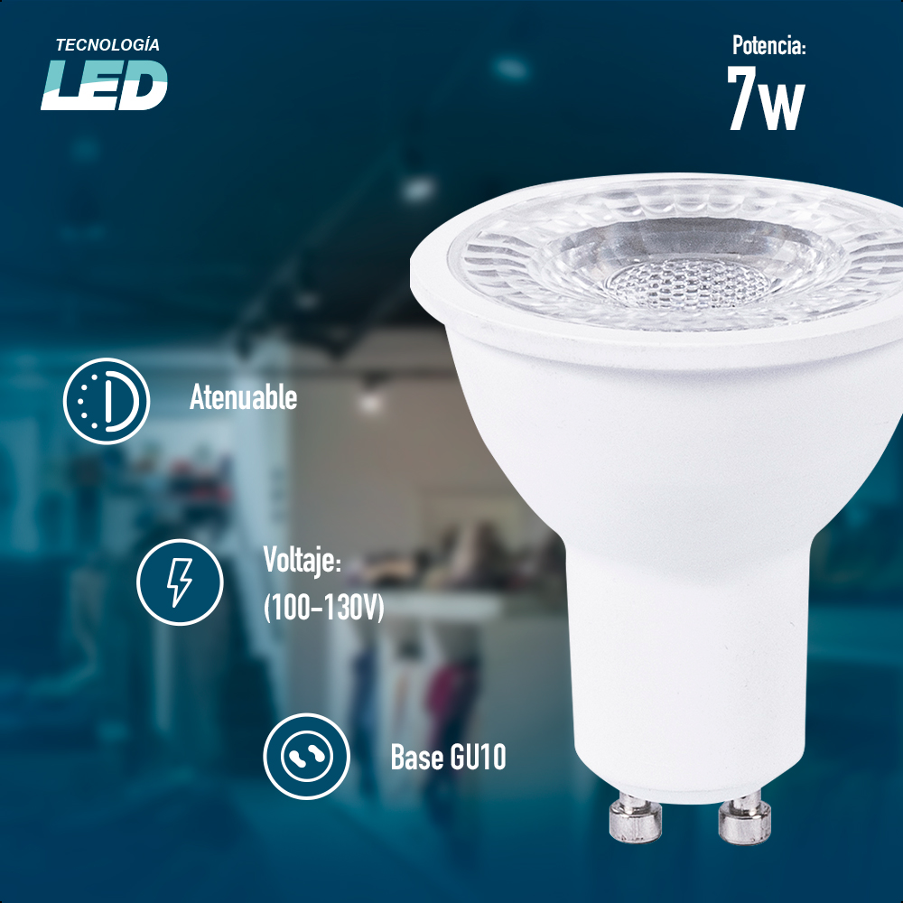 Foco Led Icon Par16 Atenuable 7W Base GU10 Color De La Luz Blanco Cálido