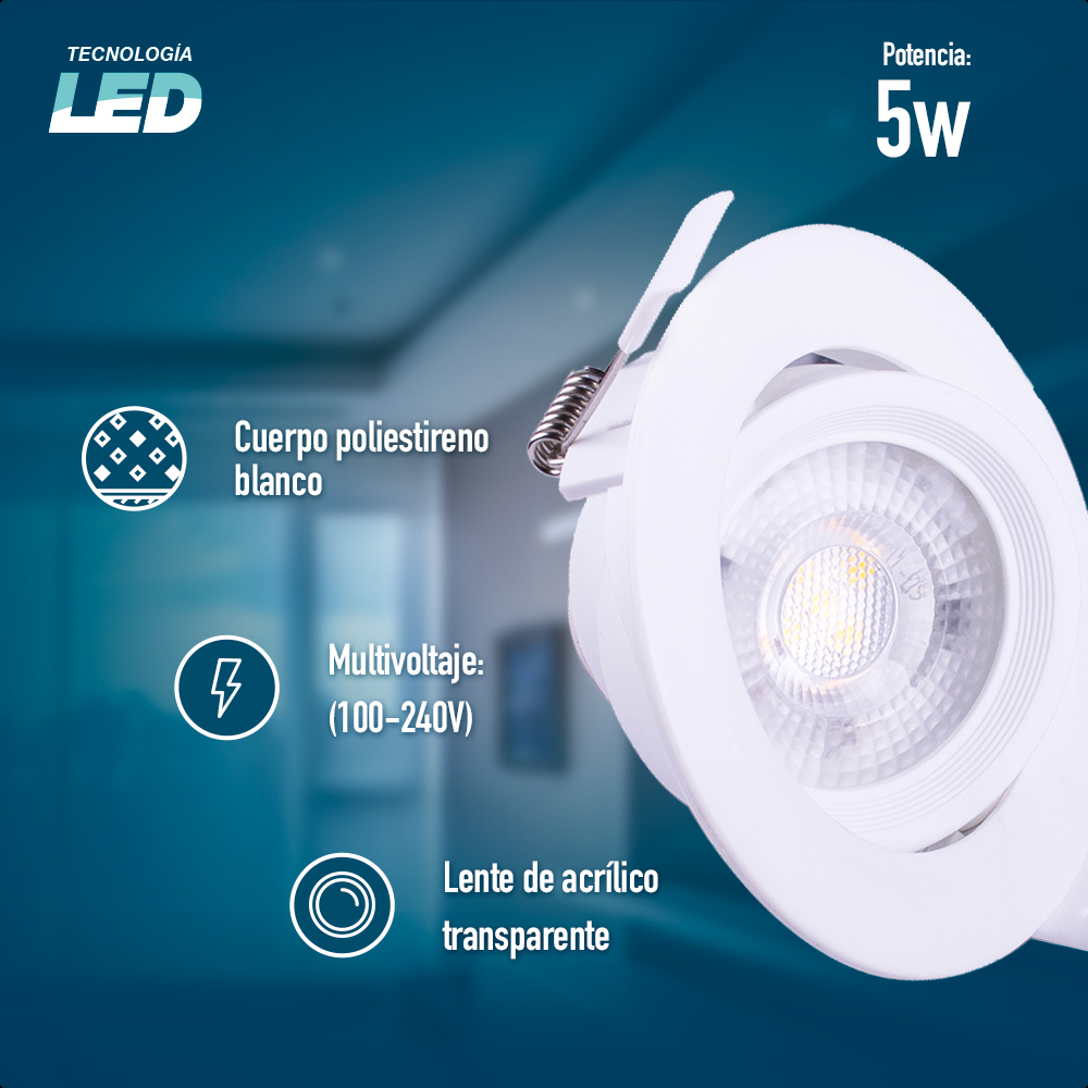 Foco Led ICON Spotlight 5W Luz Color Blanco