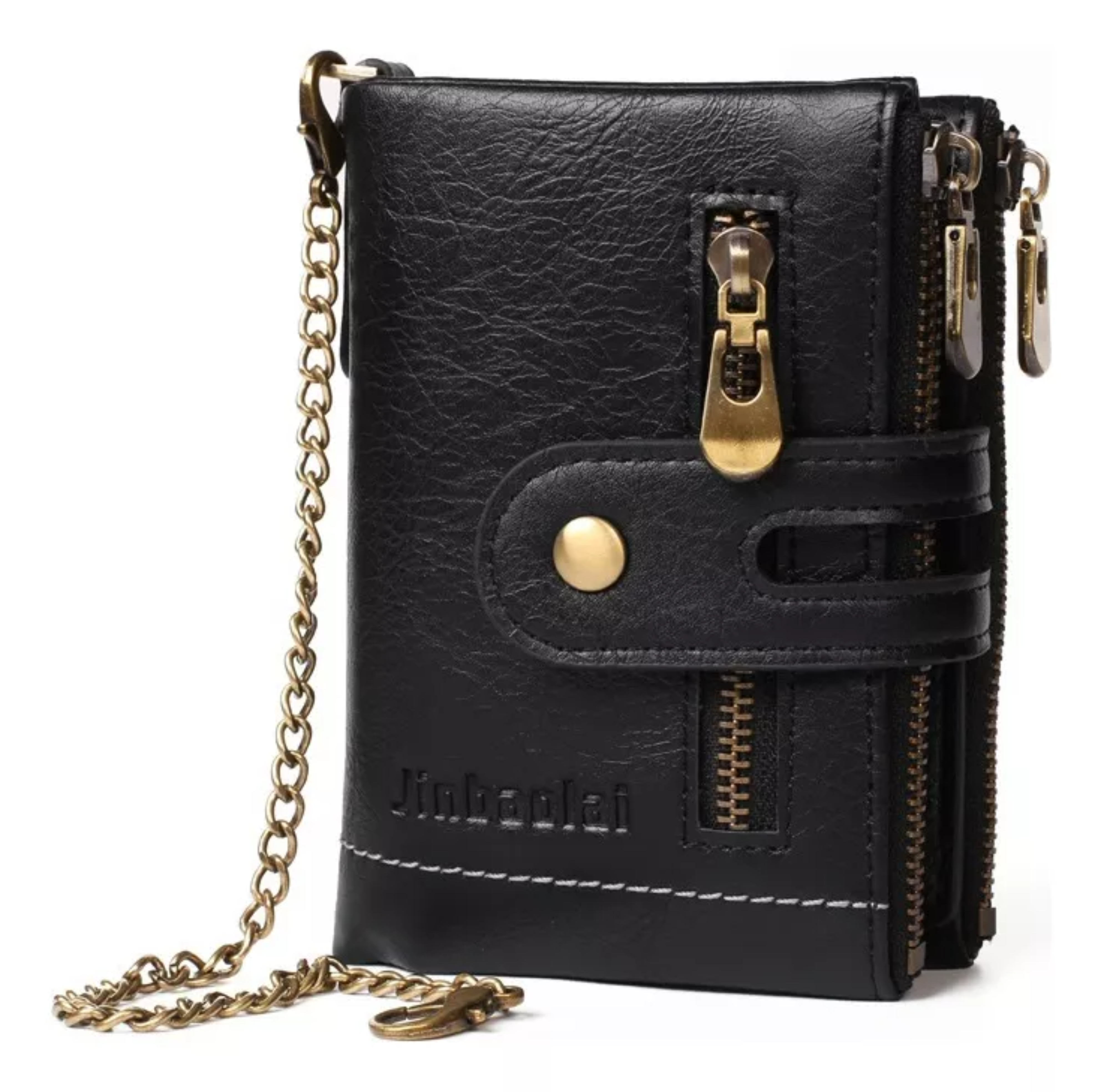 Cartera Cuero Con Cadena Billeteras Vintage Antirrobo Hombre