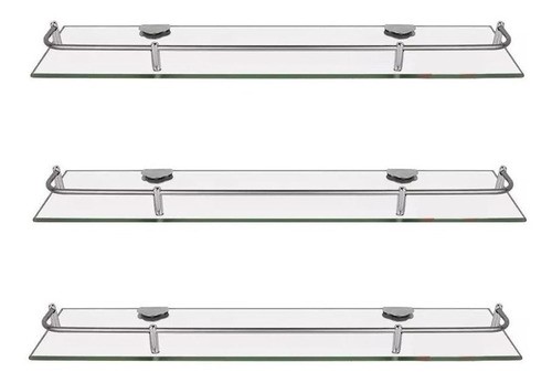3 Estantes Repisa De Vidrio C/ Baranda Rectangular