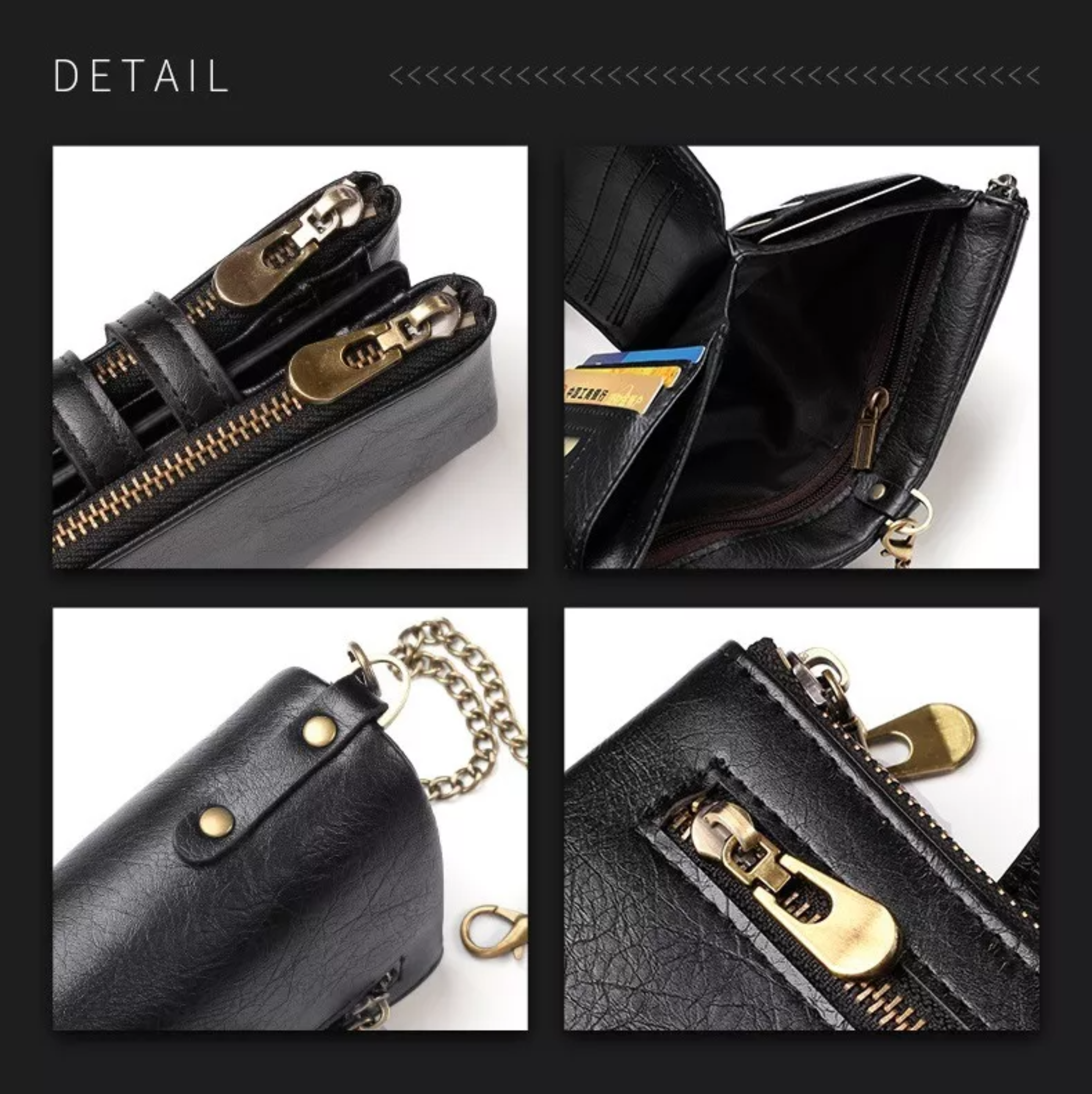 Cartera Cuero Con Cadena Billeteras Vintage Antirrobo Hombre