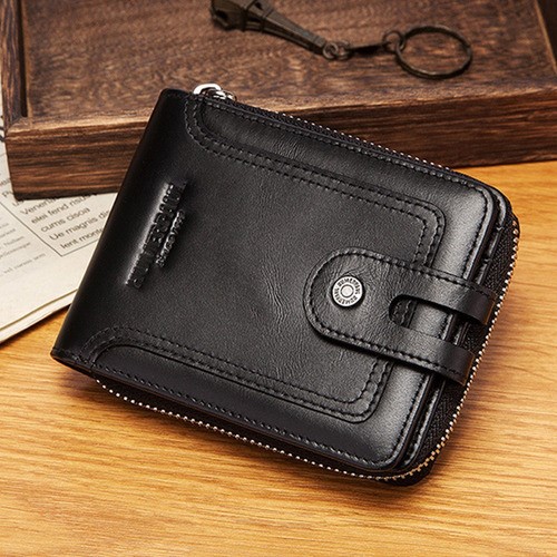 Cartera De Piel Original Con Bloqueo Rfid Regalo Para Hombre Negro