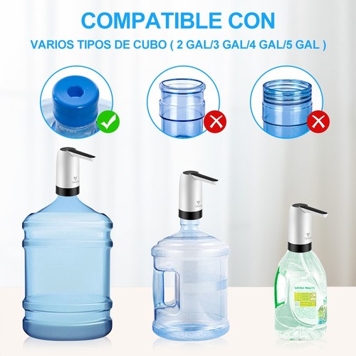 Dispensador De Agua Eléctrico Recargable Usb Bomba De Agua Blanco