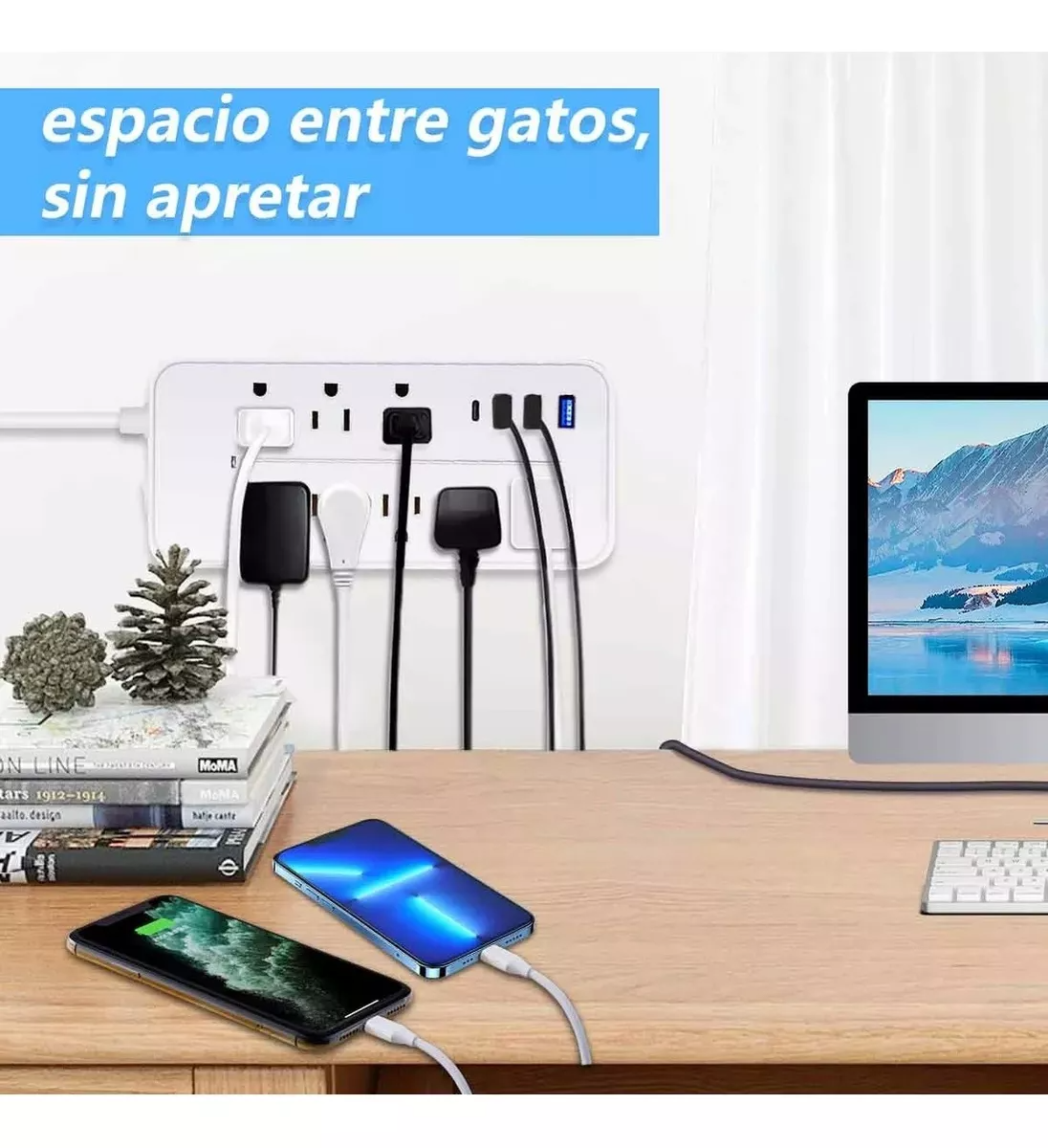 Regleta Cargador Multicontactos Con 8 Salidas 3 Usb 1 Tipo C