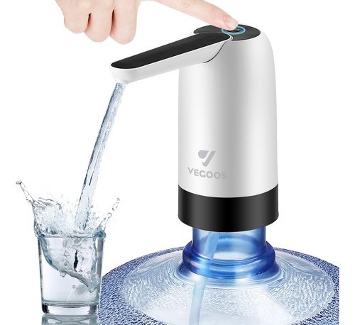 Dispensador De Agua Eléctrico Recargable Usb Bomba De Agua Blanco