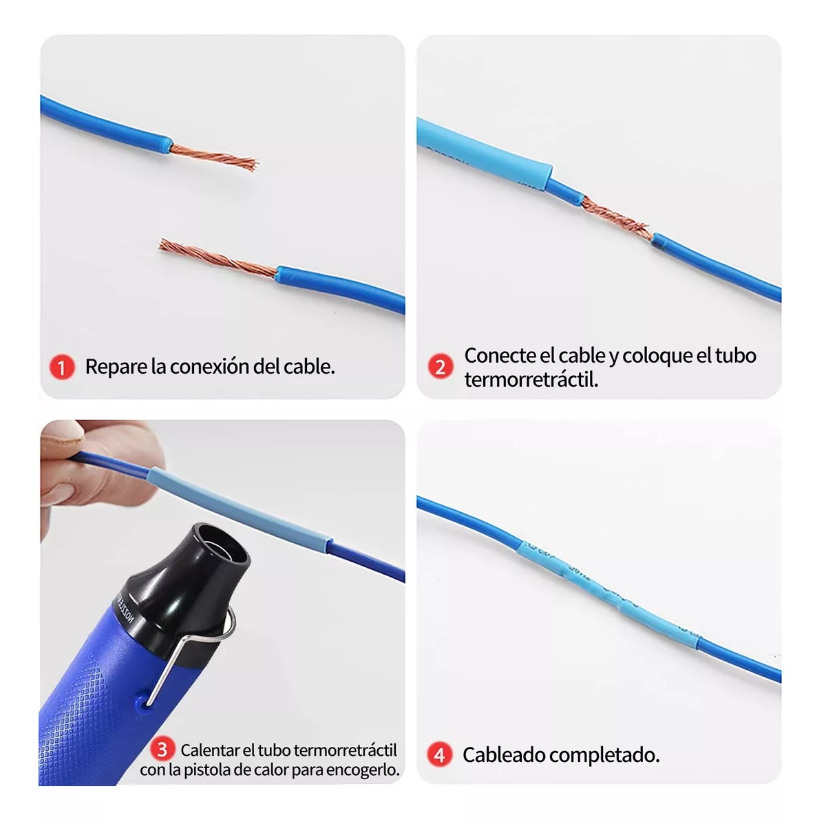 Mini Pistola De Calor 300w+530 Tubos Termorretráctiles Azul