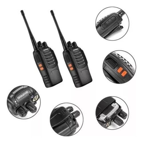 Radio Walkie Talkie Comunicador Bf-888s 2 Pack Portatiles Negro