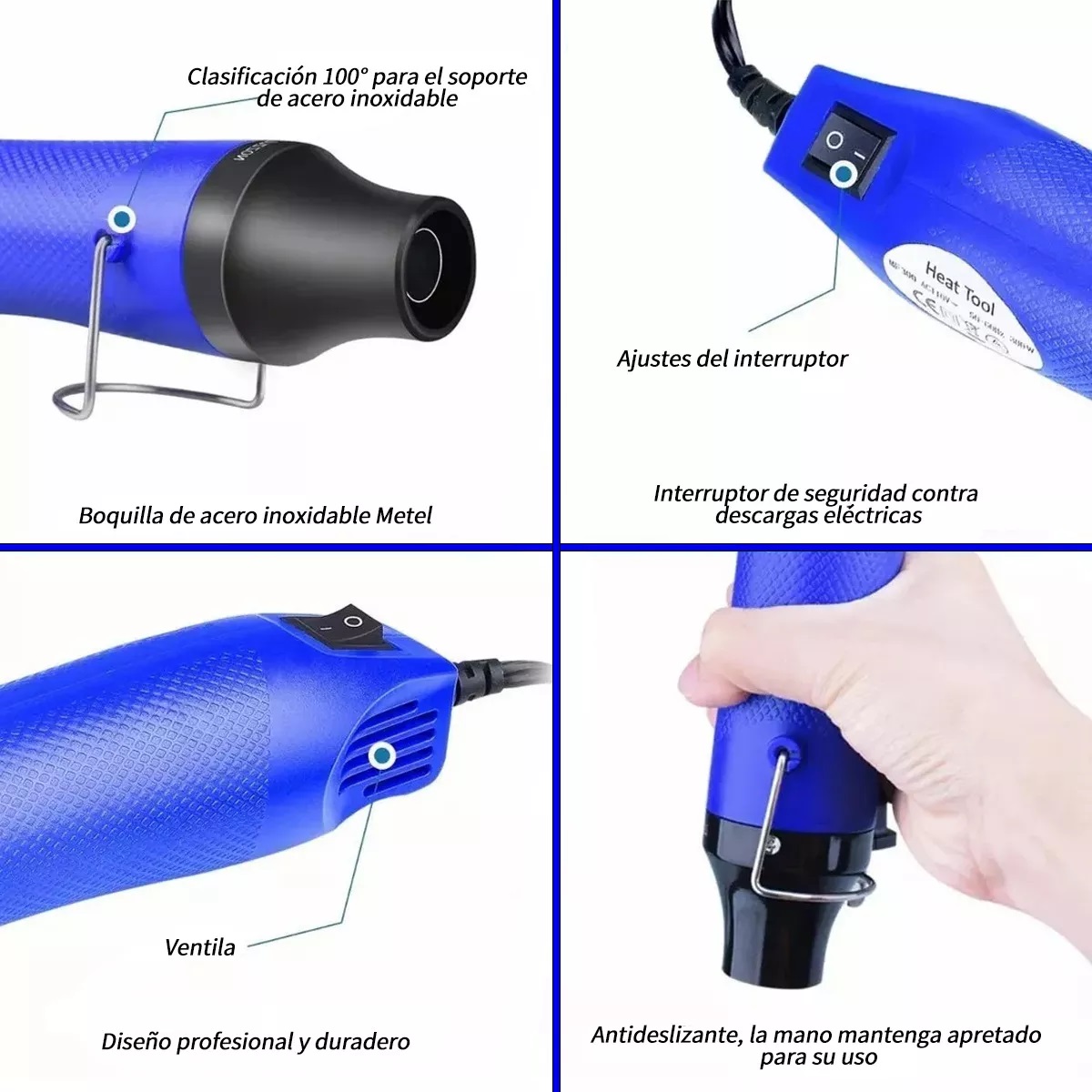 Mini Pistola De Calor 300w+530 Tubos Termorretráctiles Azul