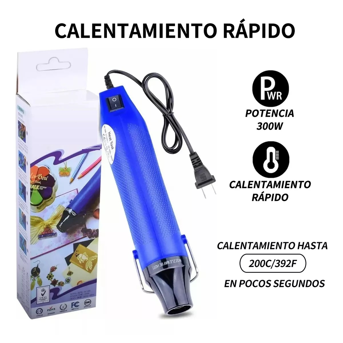 Mini Pistola De Calor 300w+530 Tubos Termorretráctiles Azul