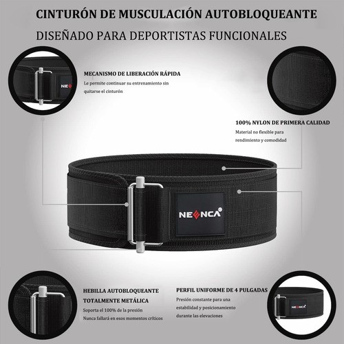 Cinturon para Gym Crossfit Faja Piel Y Straps Talla M Negro