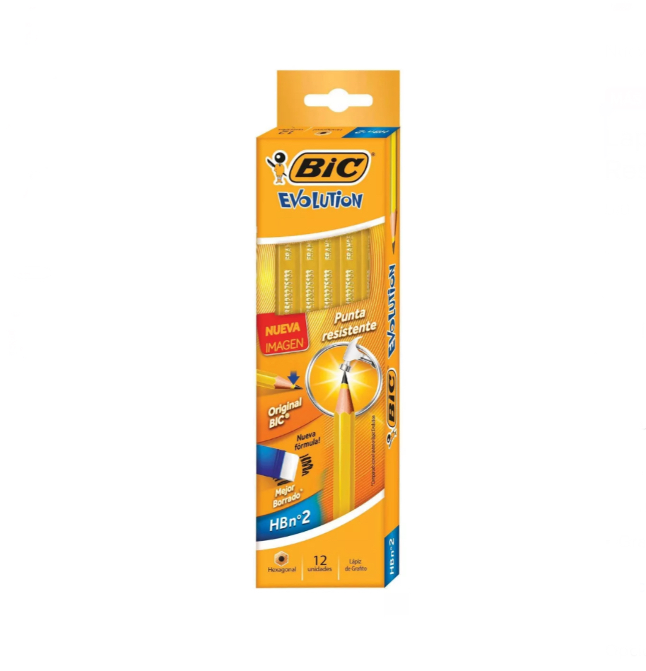 Lapiz Bic Evolution Hb2 Amarillo Resina 