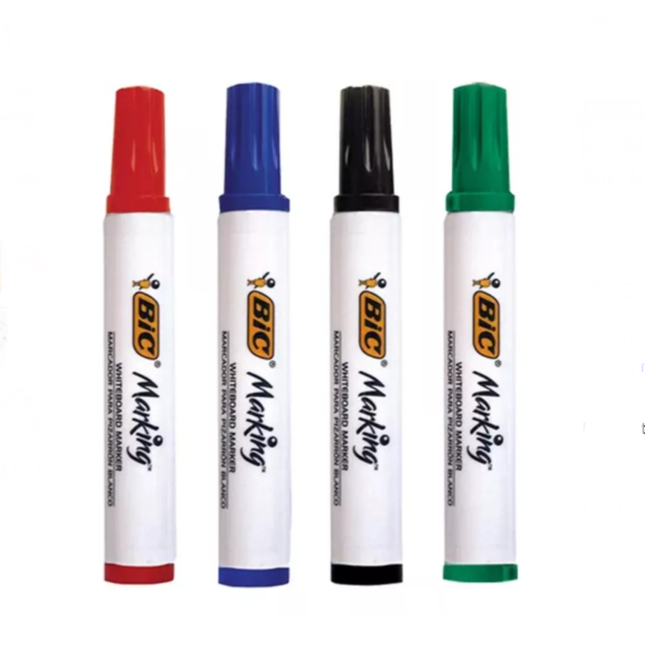 Kit Marcador Para Pizarrón Blanco Bic Marking Borrador 4 Pzs