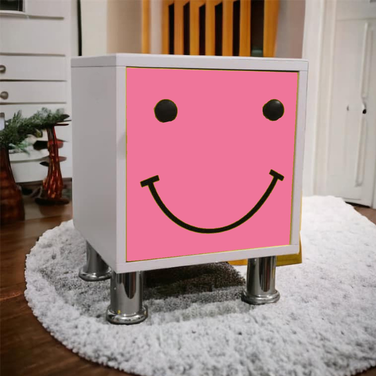 Buró De Noche Moderno Alta Calidad Niños Luz Led Envio Ensamblado Rosa