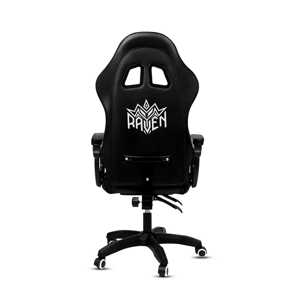 Silla Gamer con LUCES Ergonómica RGB 135° con Masajeador Lumbar y Posapies NEGRA