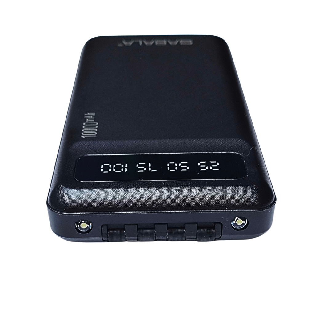 Batería portátil power bank 10000Mha Sabala con 4 salidas cable, con linterna. Negro