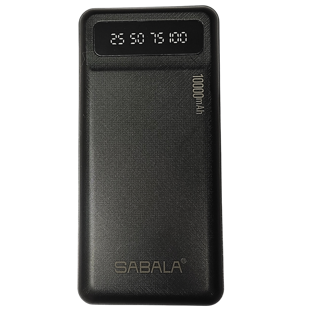 Batería portátil power bank 10000Mha Sabala con 4 salidas cable, con linterna. Negro