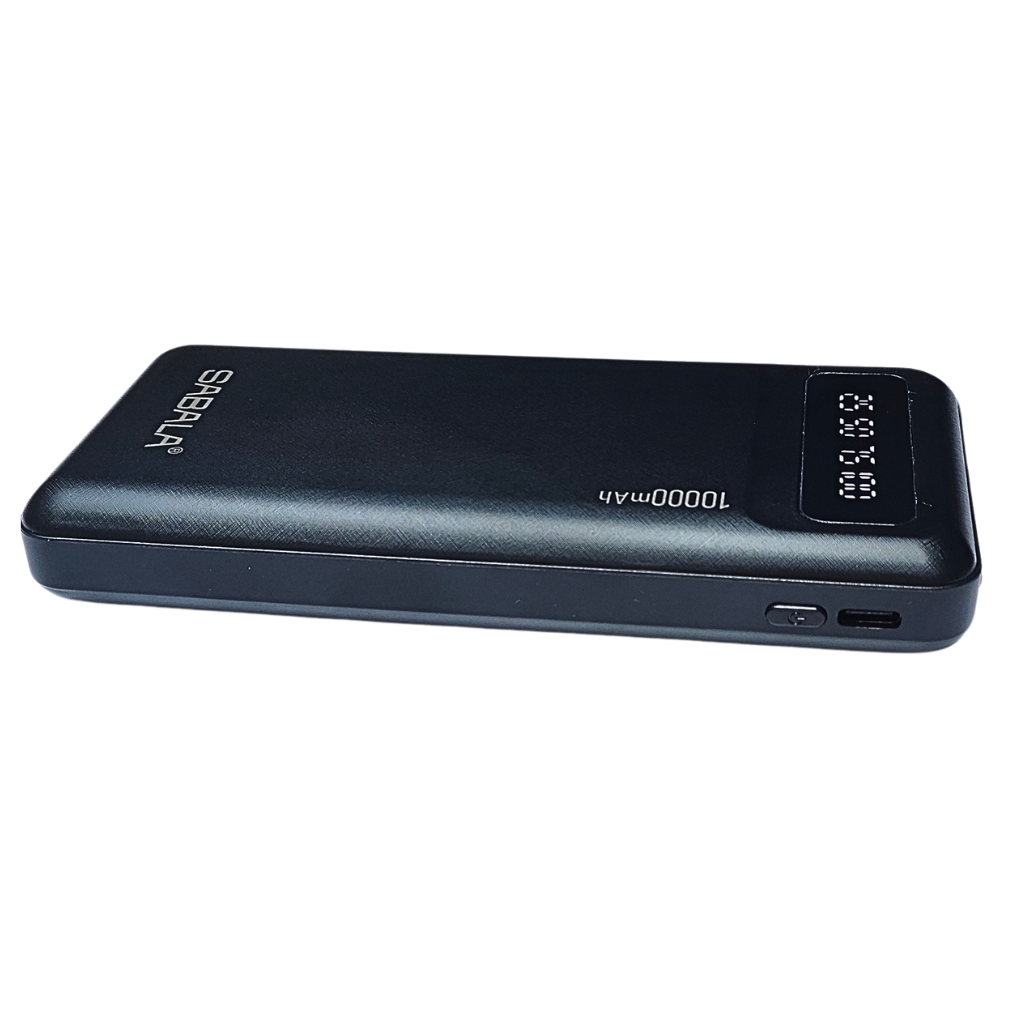 Batería portátil power bank 10000Mha Sabala con 4 salidas cable, con linterna. Negro