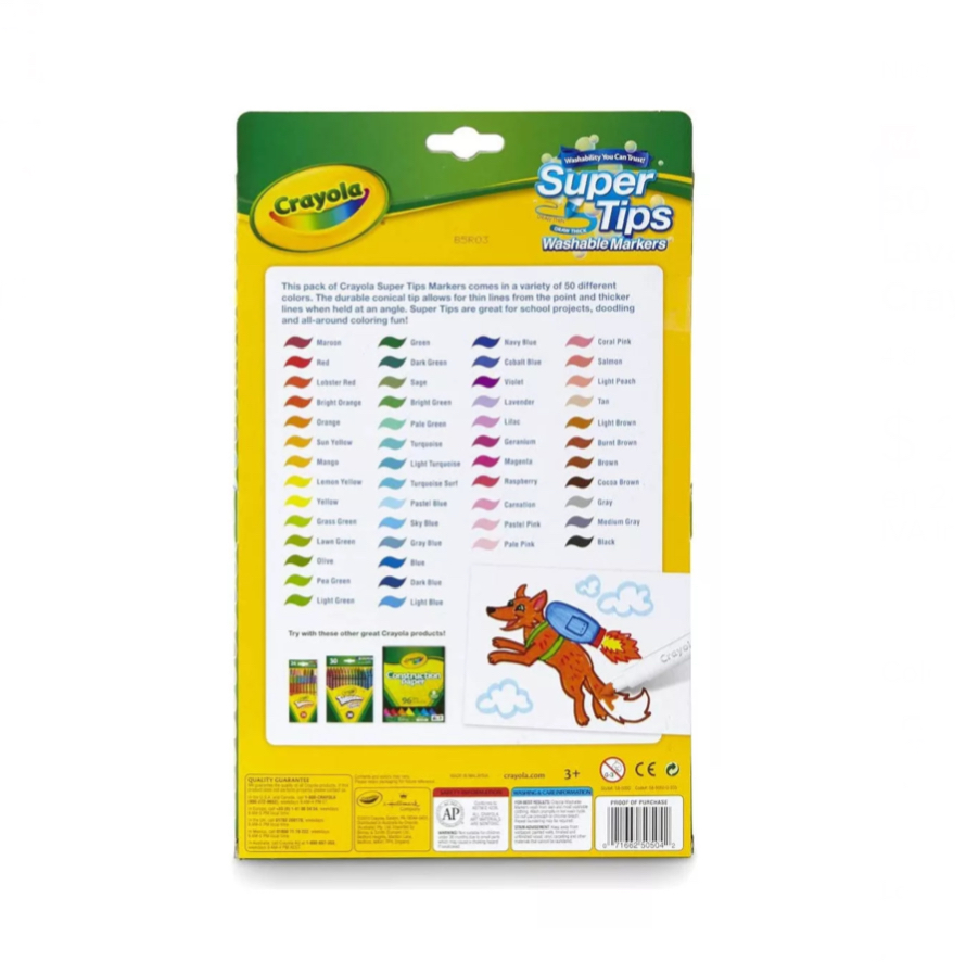 50 Marcadores Super Tips Lavables Lettering Delgados Crayola