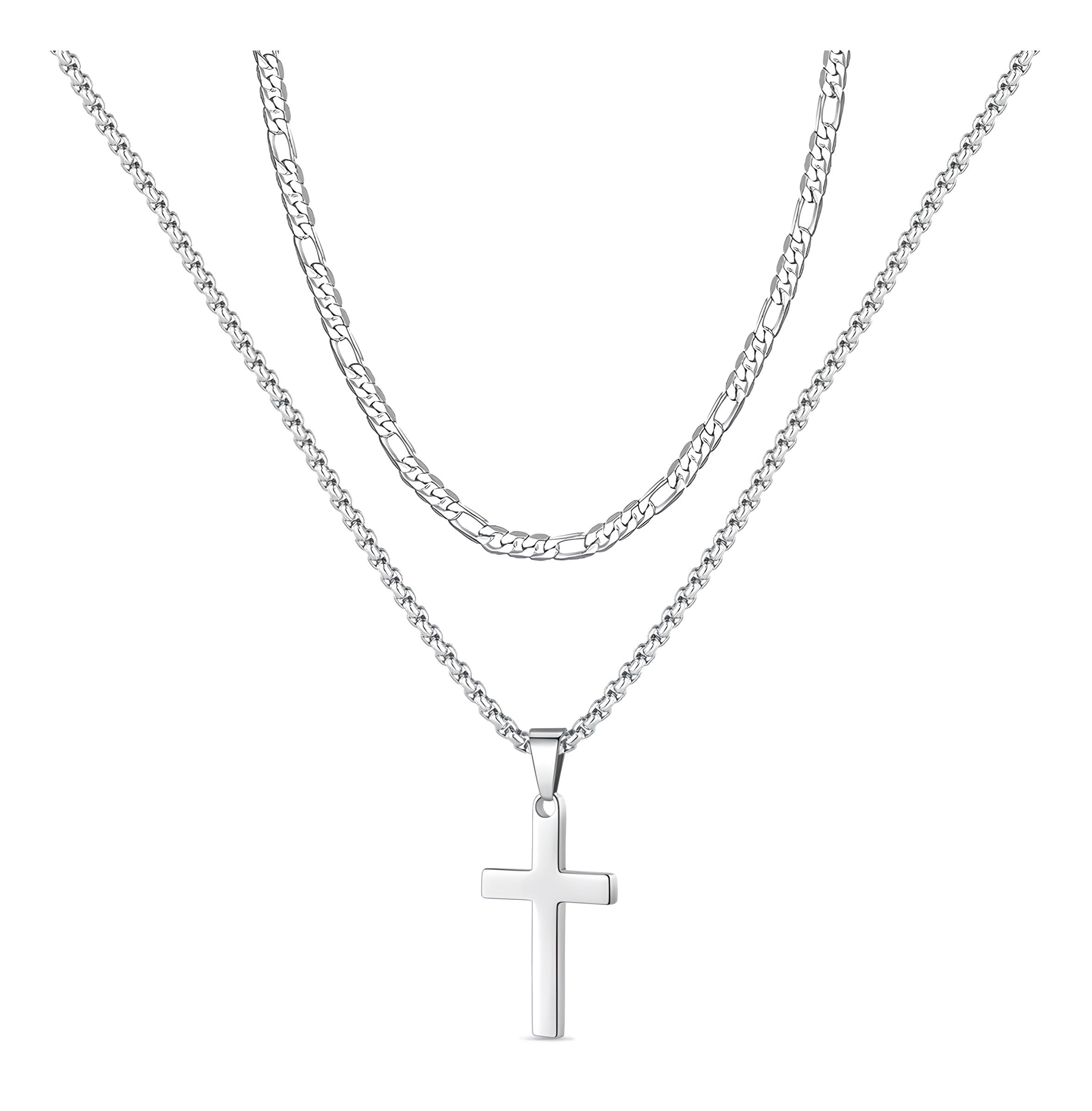 Collar Dijes De Cruz Hombres Joyeria Acero Inoxidable Cadena