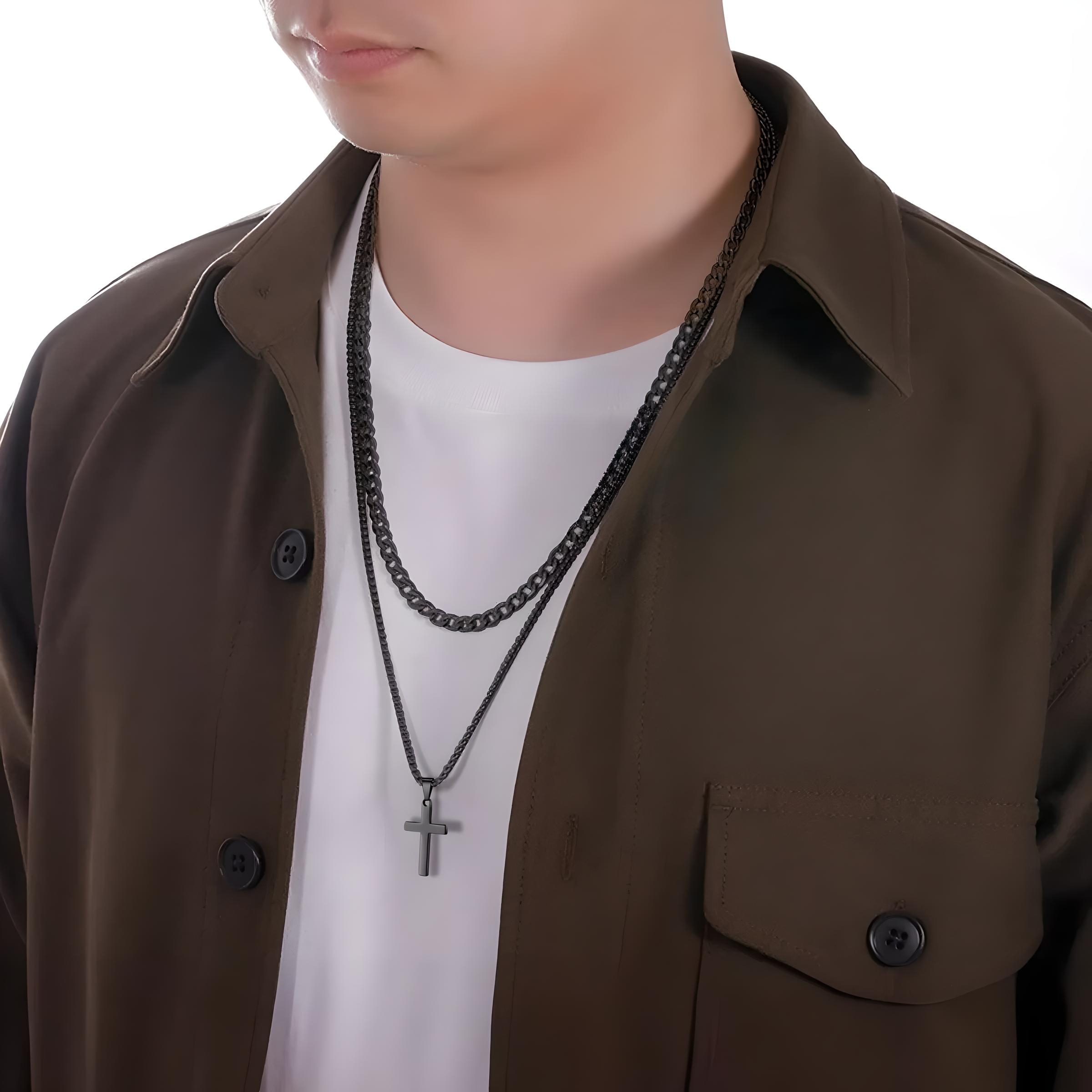 Collar Dijes De Cruz Hombres Joyeria Acero Inoxidable Cadena