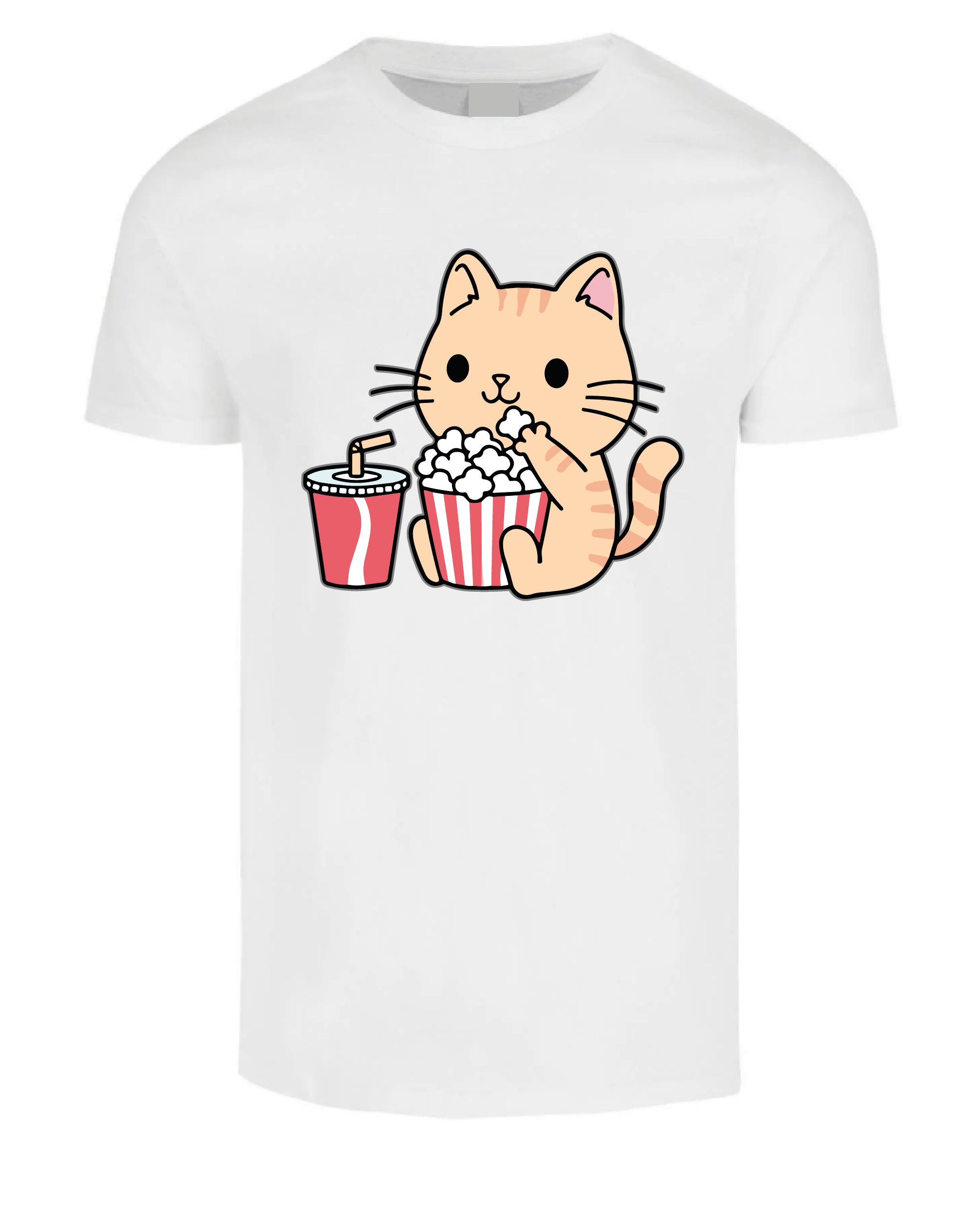 Playera Gato Gatito Kawaii Comiendo Palomitas
