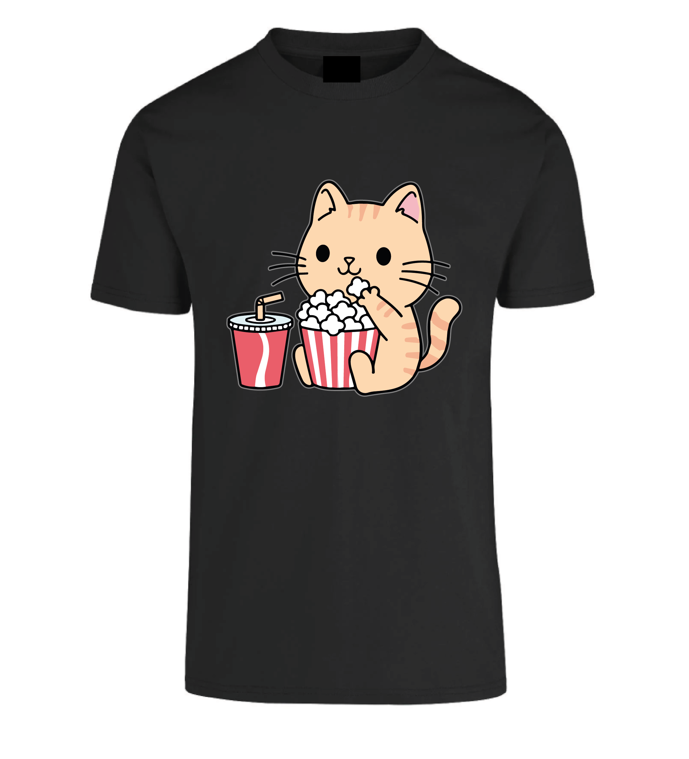 Playera Gato Gatito Kawaii Comiendo Palomitas
