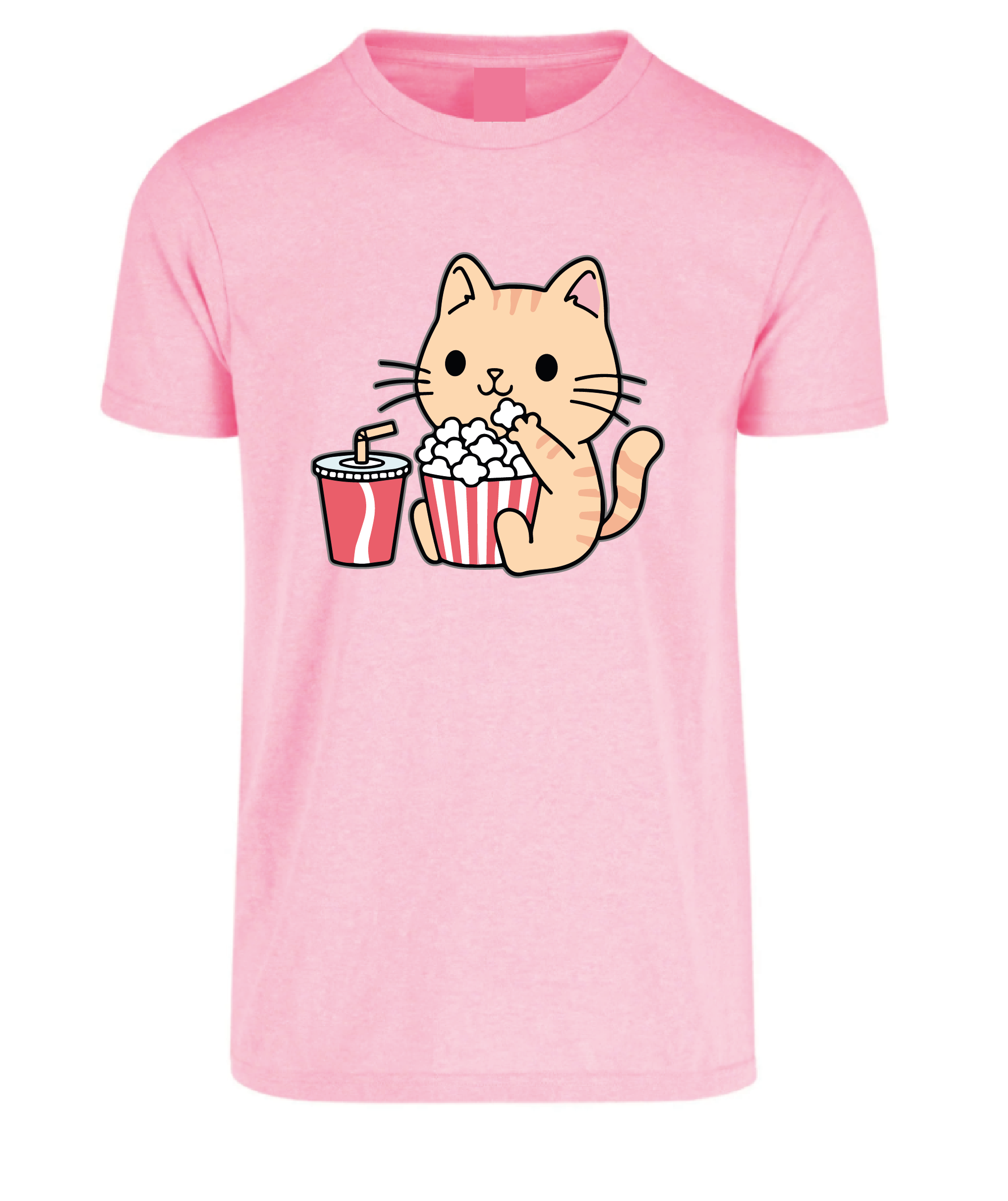 Playera Gato Gatito Kawaii Comiendo Palomitas