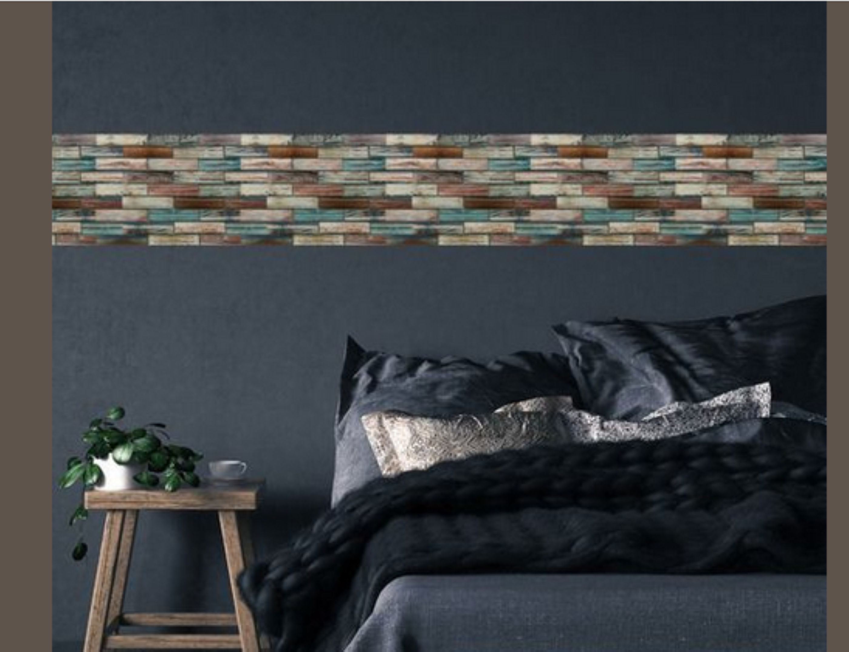 Malla o Mosaico Decorativo de vidrio BAL, medida 30 x 30 cms. (base por altura). Diseño tipo madera multicolor. Caja de 5 piezas.