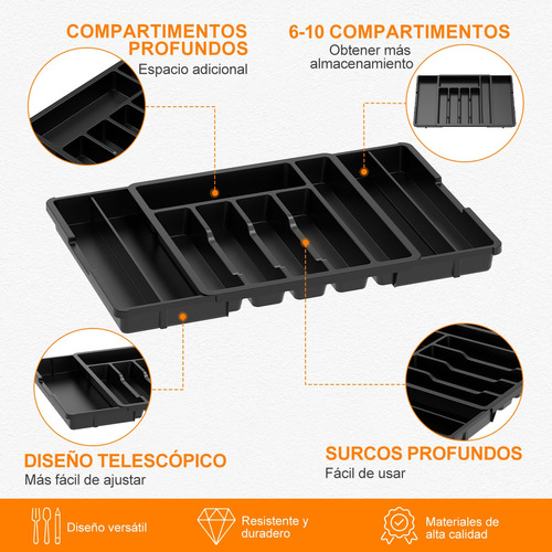 Bandeja Extensible Para Cajones De Cocina 8 Compartimentos