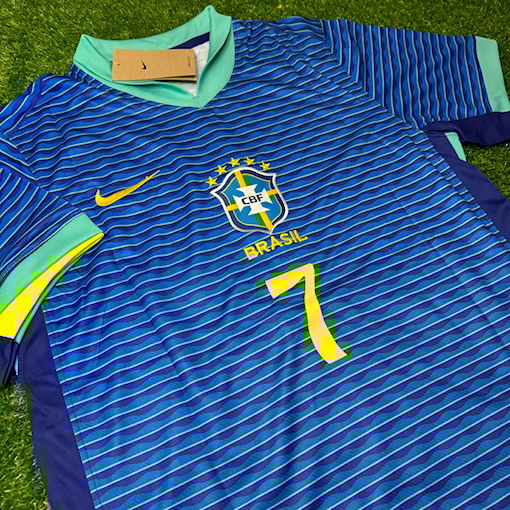 Nuevo! Jersey Brasil 2024/2025 Vinicius Jr 7 Visita Azul Talla S