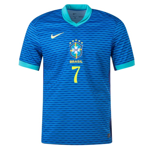 Nuevo! Jersey Brasil 2024/2025 Vinicius Jr 7 Visita Azul Talla S