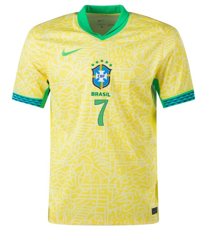 Nuevo! Jersey Brasil 2024/2025 Vinicius Jr 7 Local Amarilla Talla L