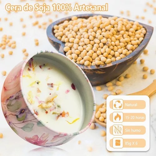Vela De Aromaterapia, 6 Piezas Velas Aromaticas Cera De Soja